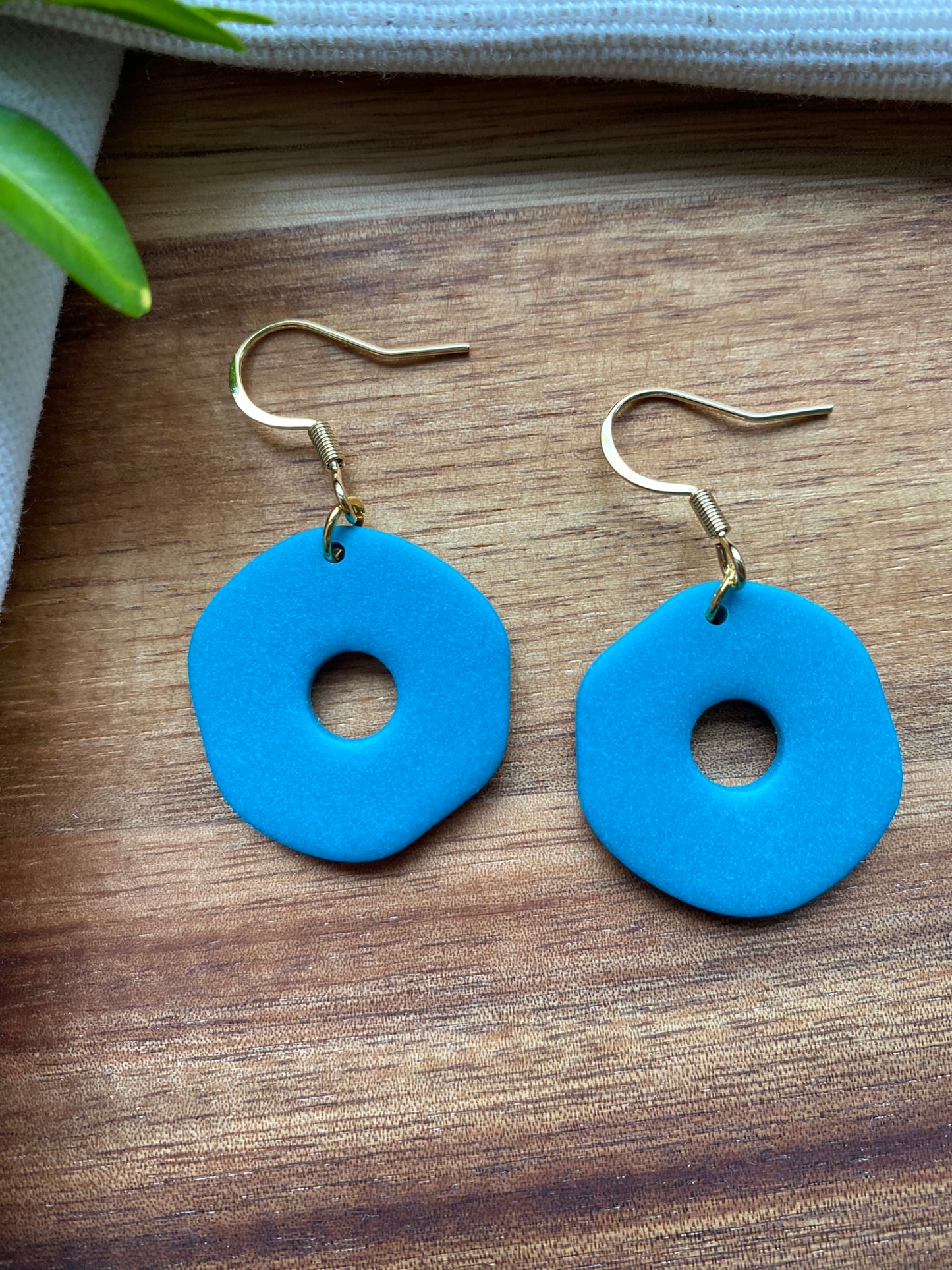 Medium dangles - teal organic doughnuts