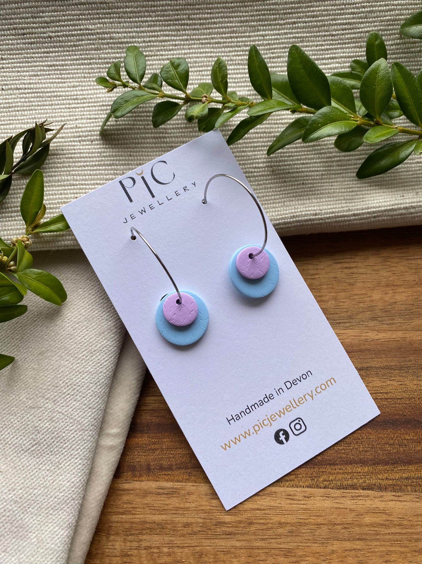 Hoops - double dots - pale blue and lilac on silver hoops
