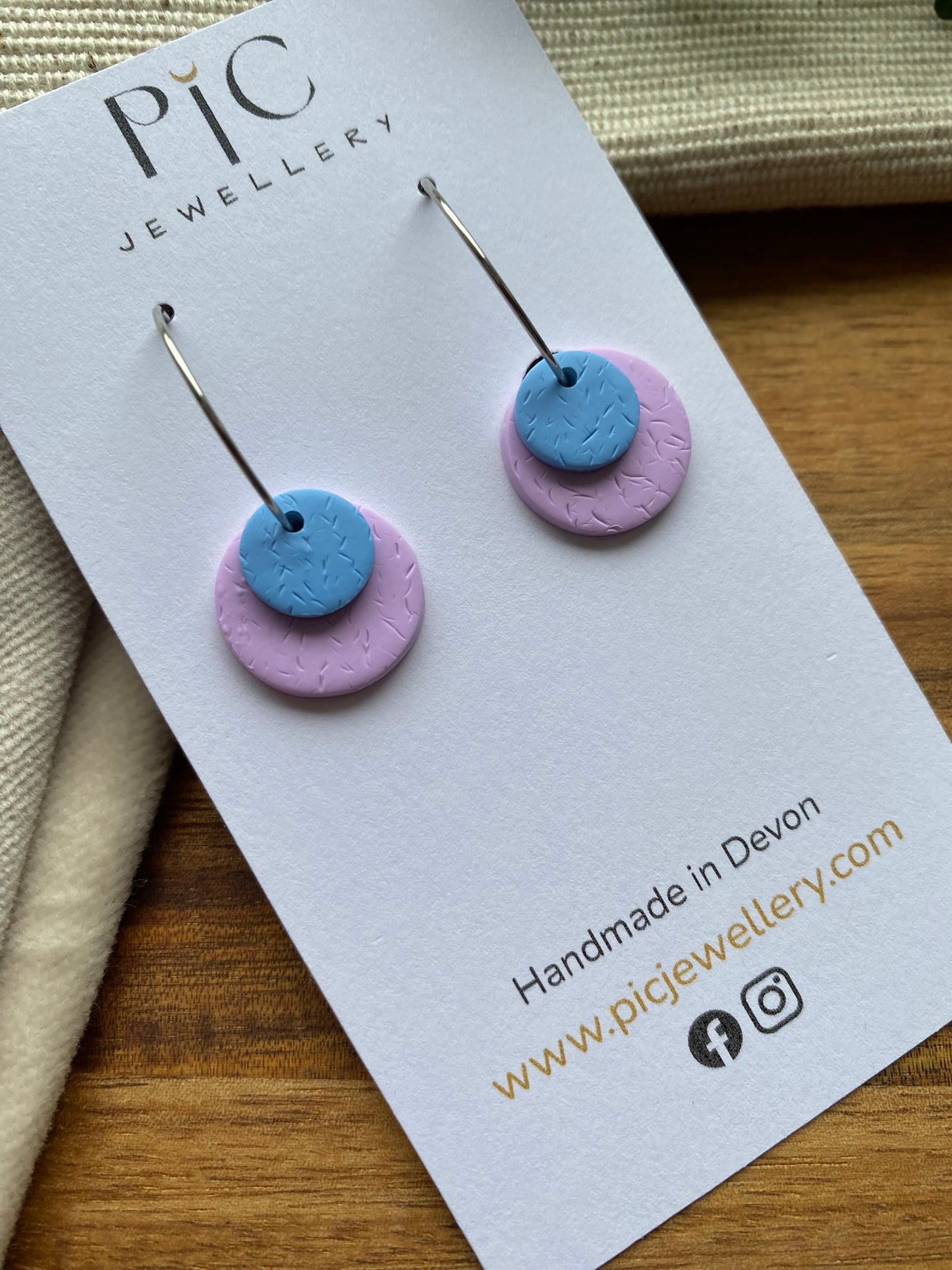 Hoops - double dots - lilac and pale blue on silver hoops
