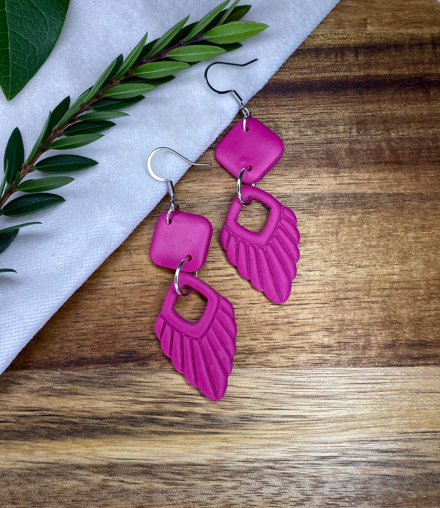 Statement dangles - pink boho with rhombus