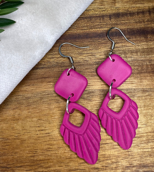 Statement dangles - pink boho with rhombus