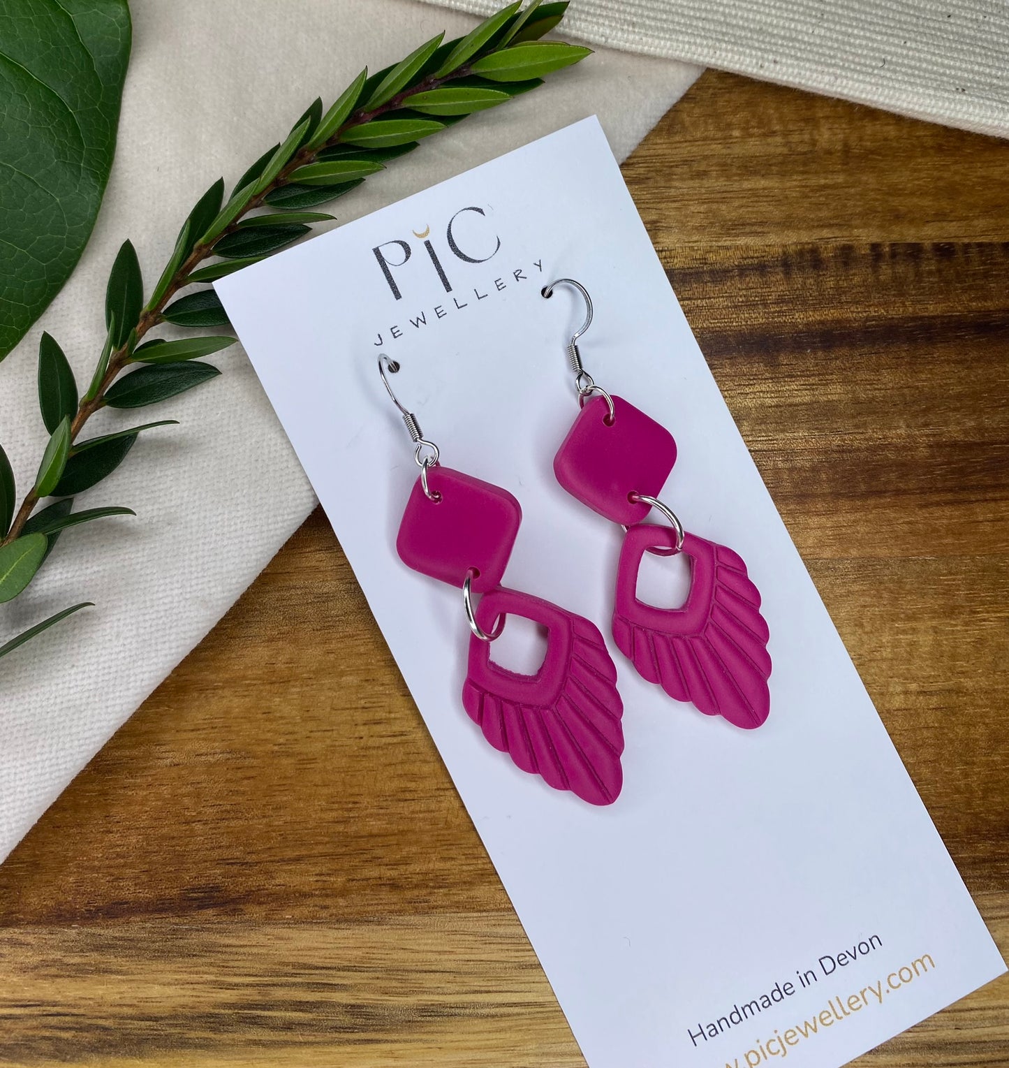 Statement dangles - pink boho with rhombus