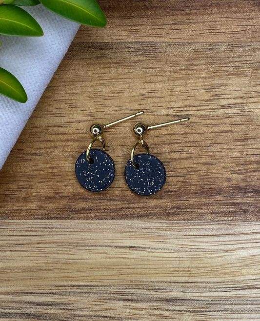Dinky dangles - black with gold glitter