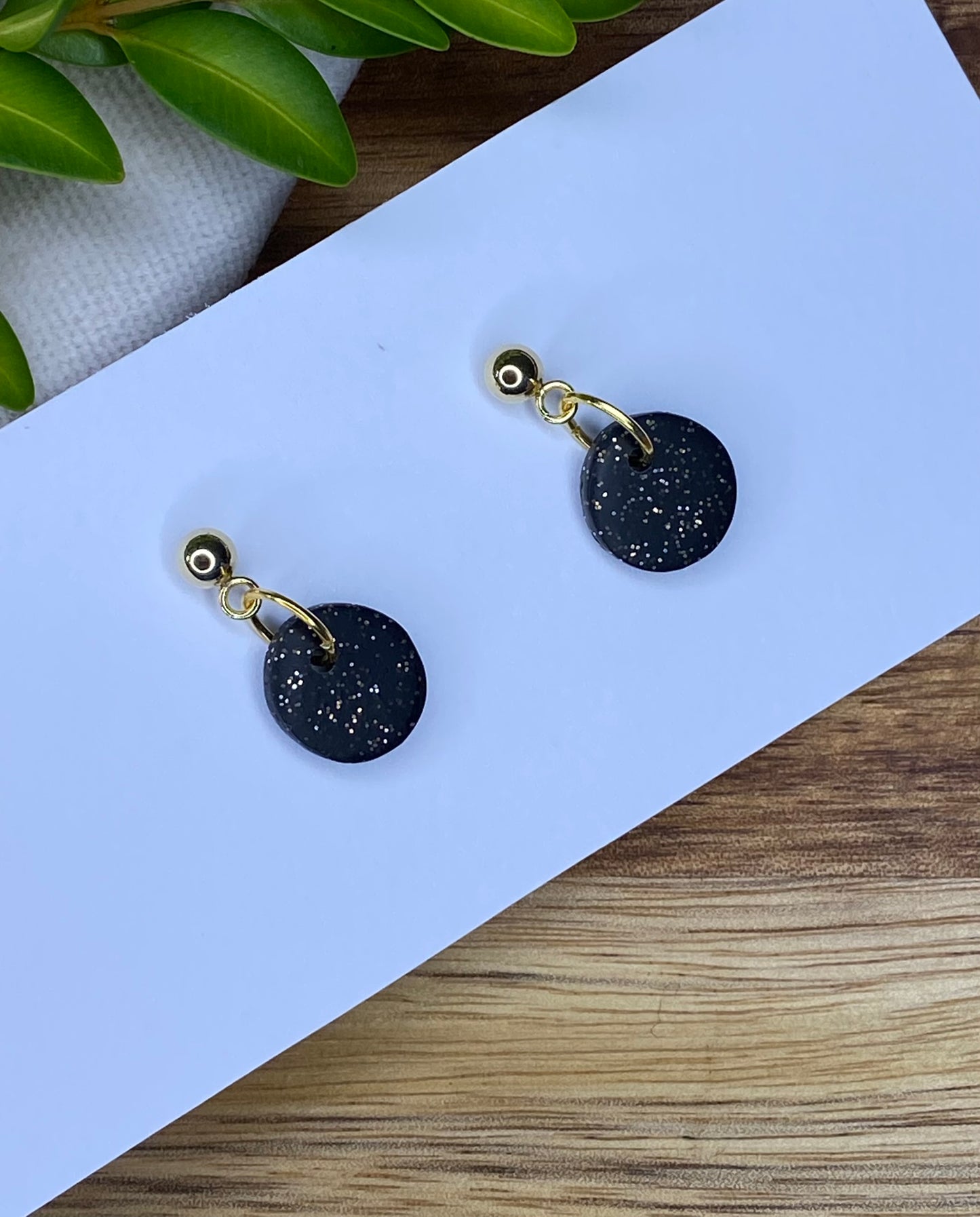 Dinky dangles - black with gold glitter