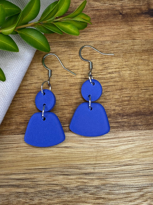 Medium dangles - cornflower blue circle and rounded trapezium