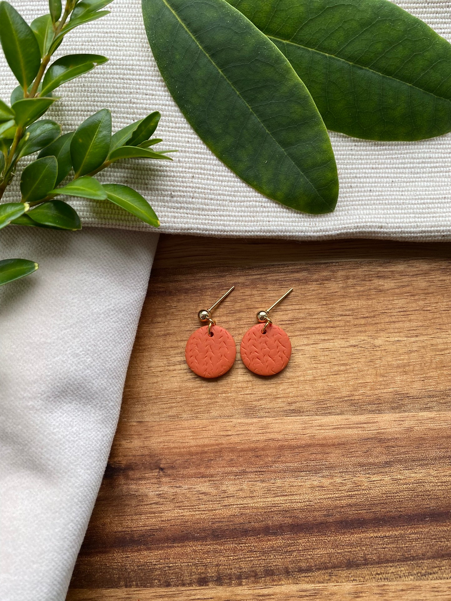 Dinky dangles - textured orange circles