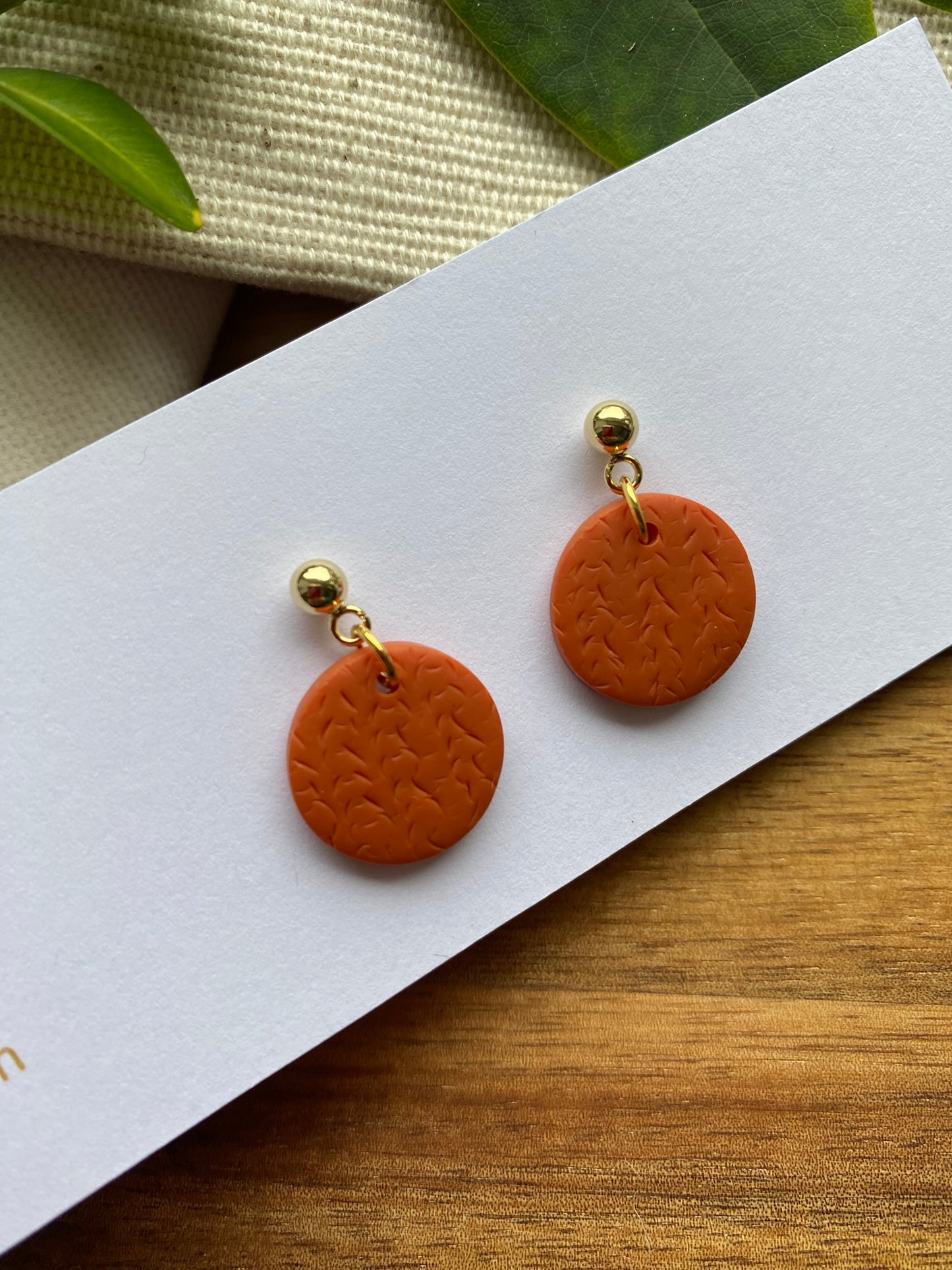 Dinky dangles - textured orange circles