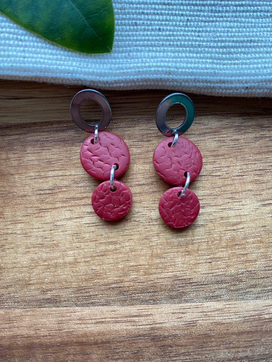 Medium dangles - textured burgundy circles