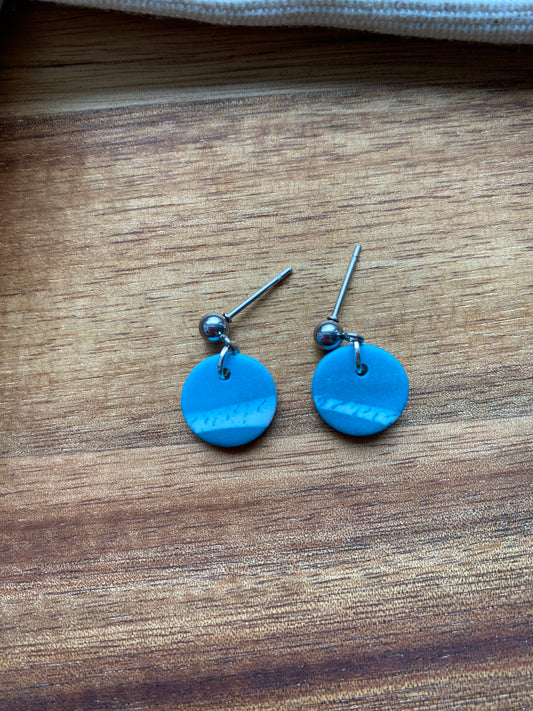 Dinky dangles - teal and white circles