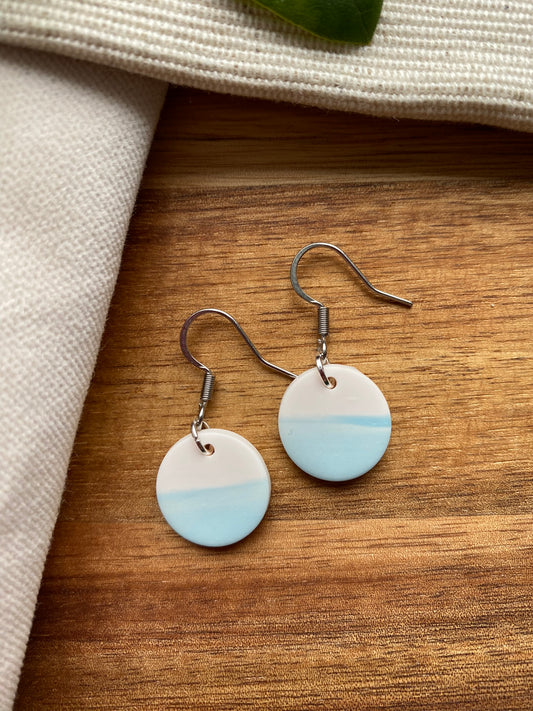 Dinky dangles - pale blue and white sea and sky circles