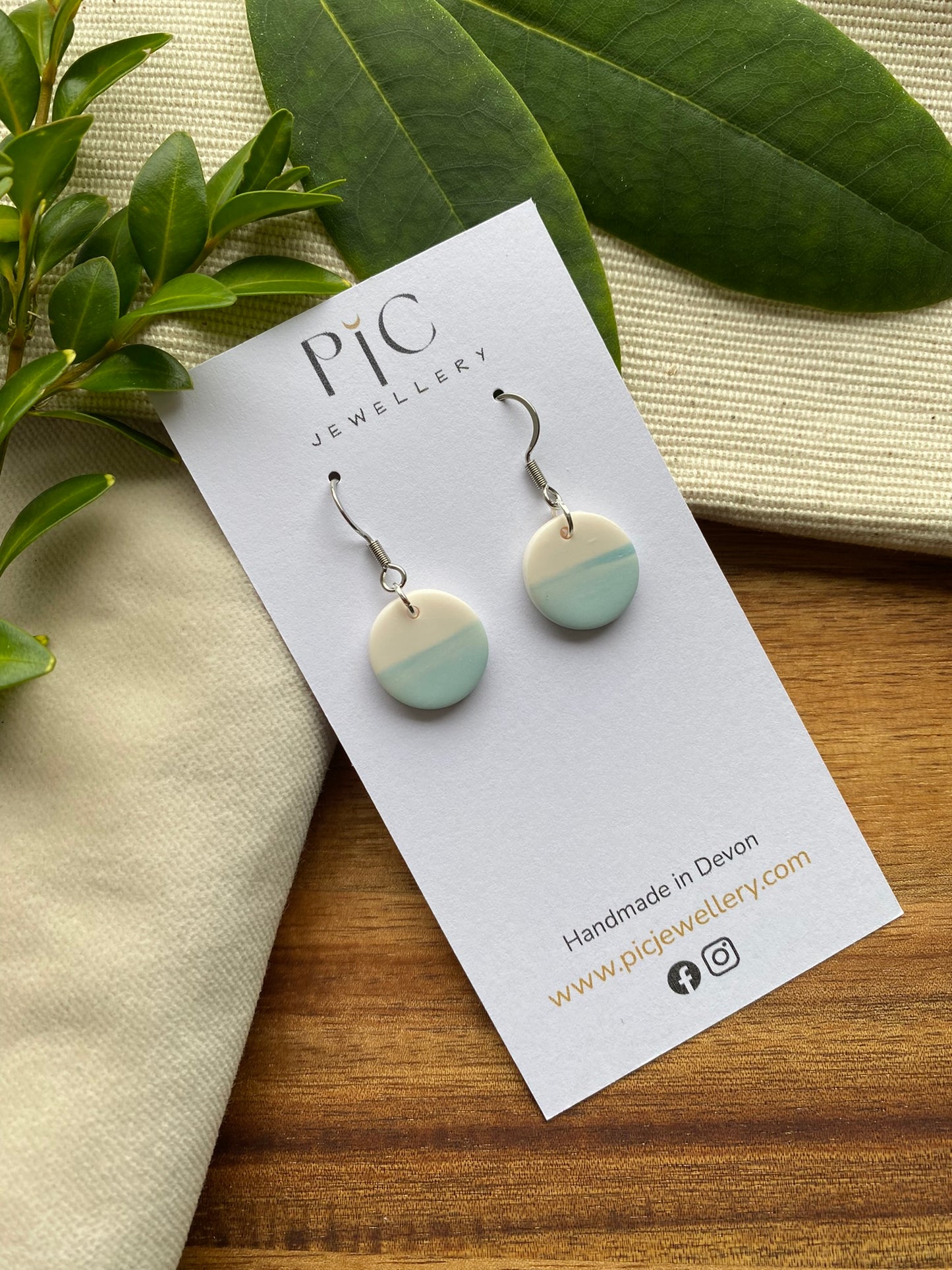 Dinky dangles - pale blue and white sea and sky circles