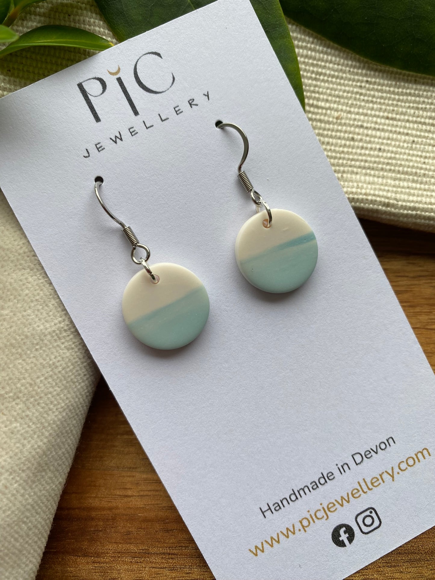 Dinky dangles - pale blue and white sea and sky circles