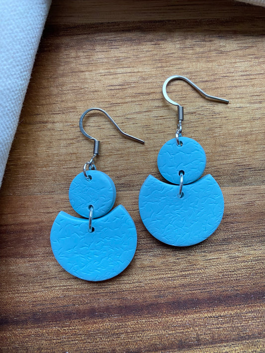 Medium dangles - textured pale blue circle and circle segment