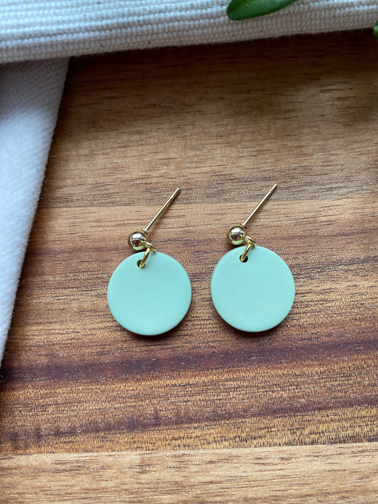 Dinky dangles - pale mint green circles