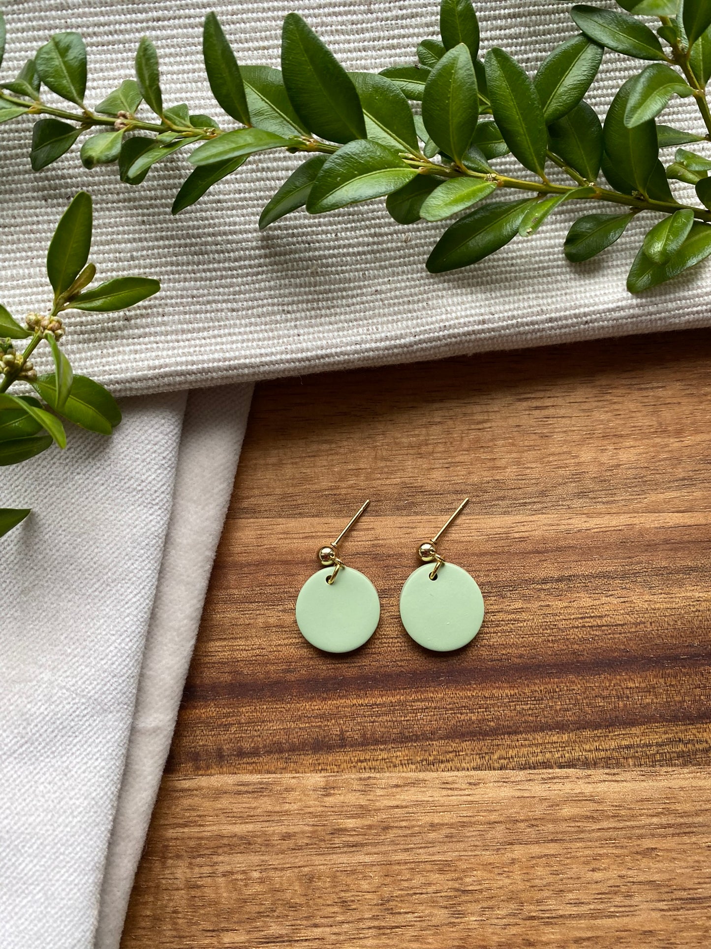 Dinky dangles - pale mint green circles