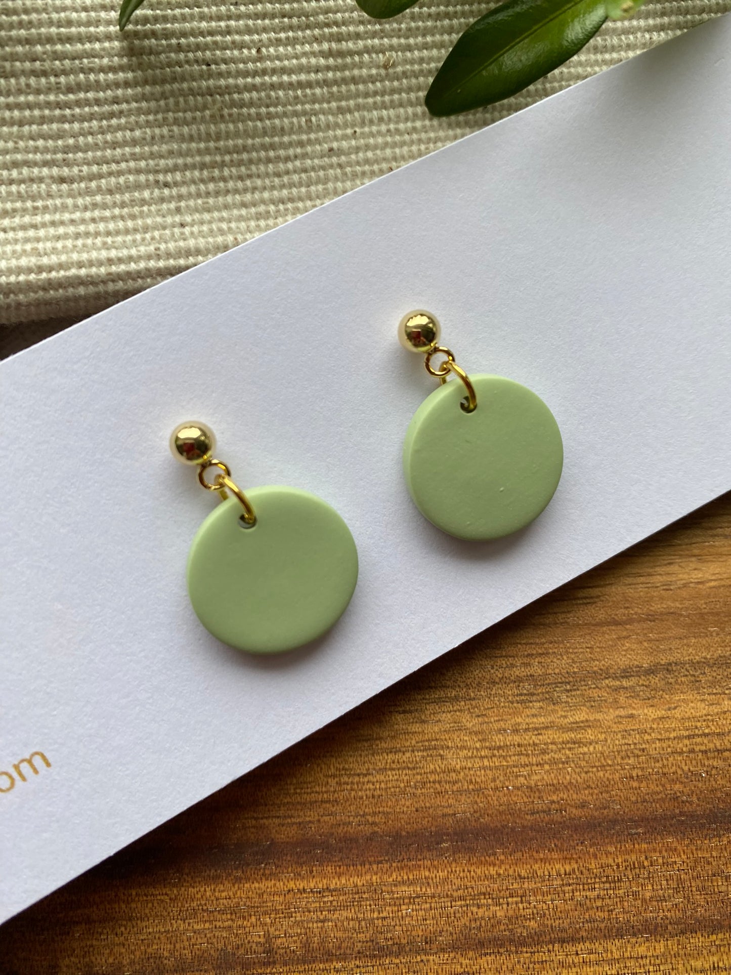 Dinky dangles - pale mint green circles