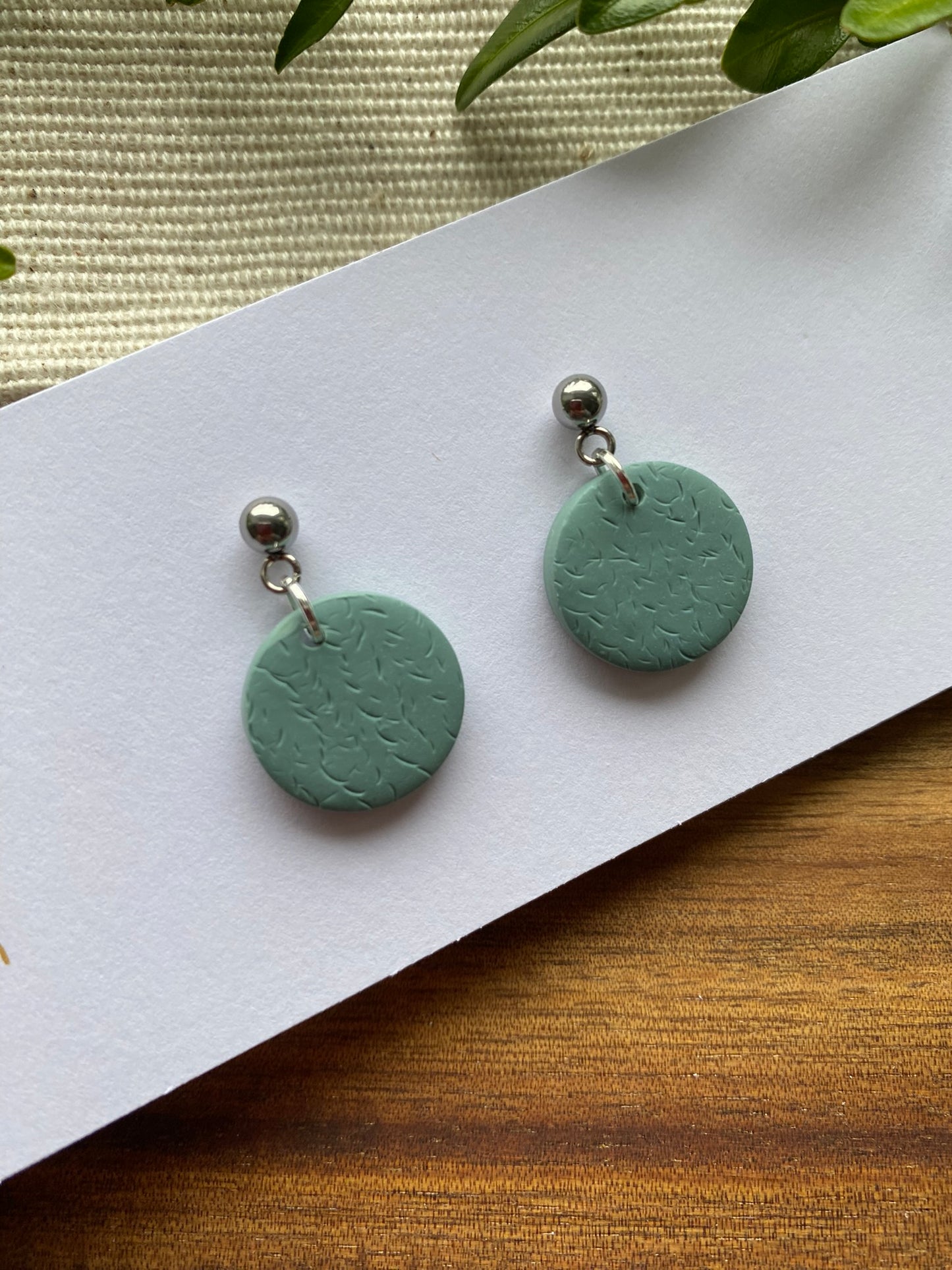 Dinky dangles - textured ocean green circles