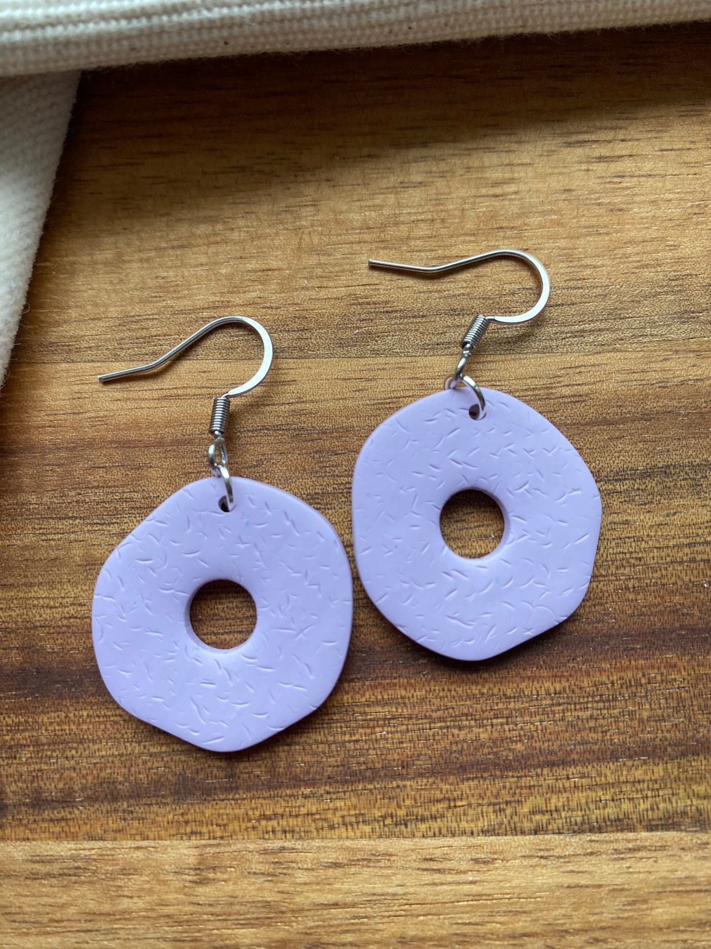 Medium dangles - textured lilac organic doughnuts