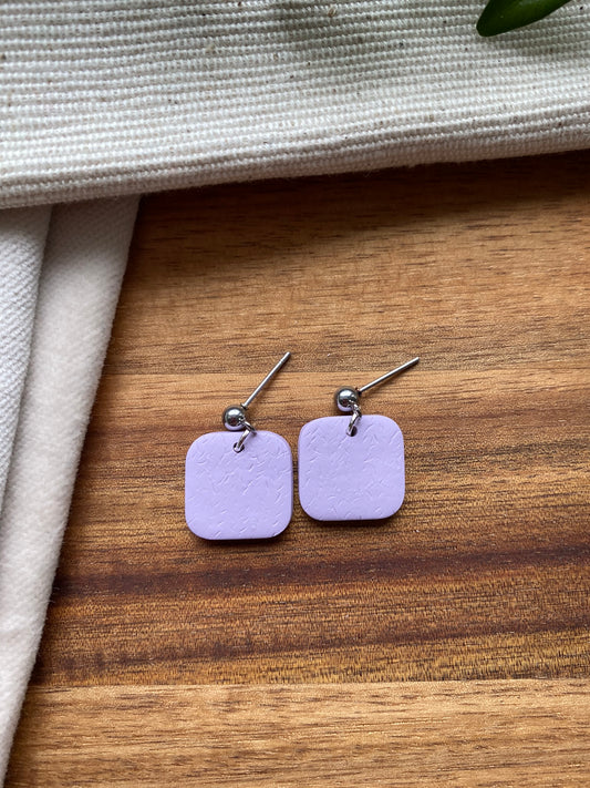 Dinky dangles - textured lilac squares