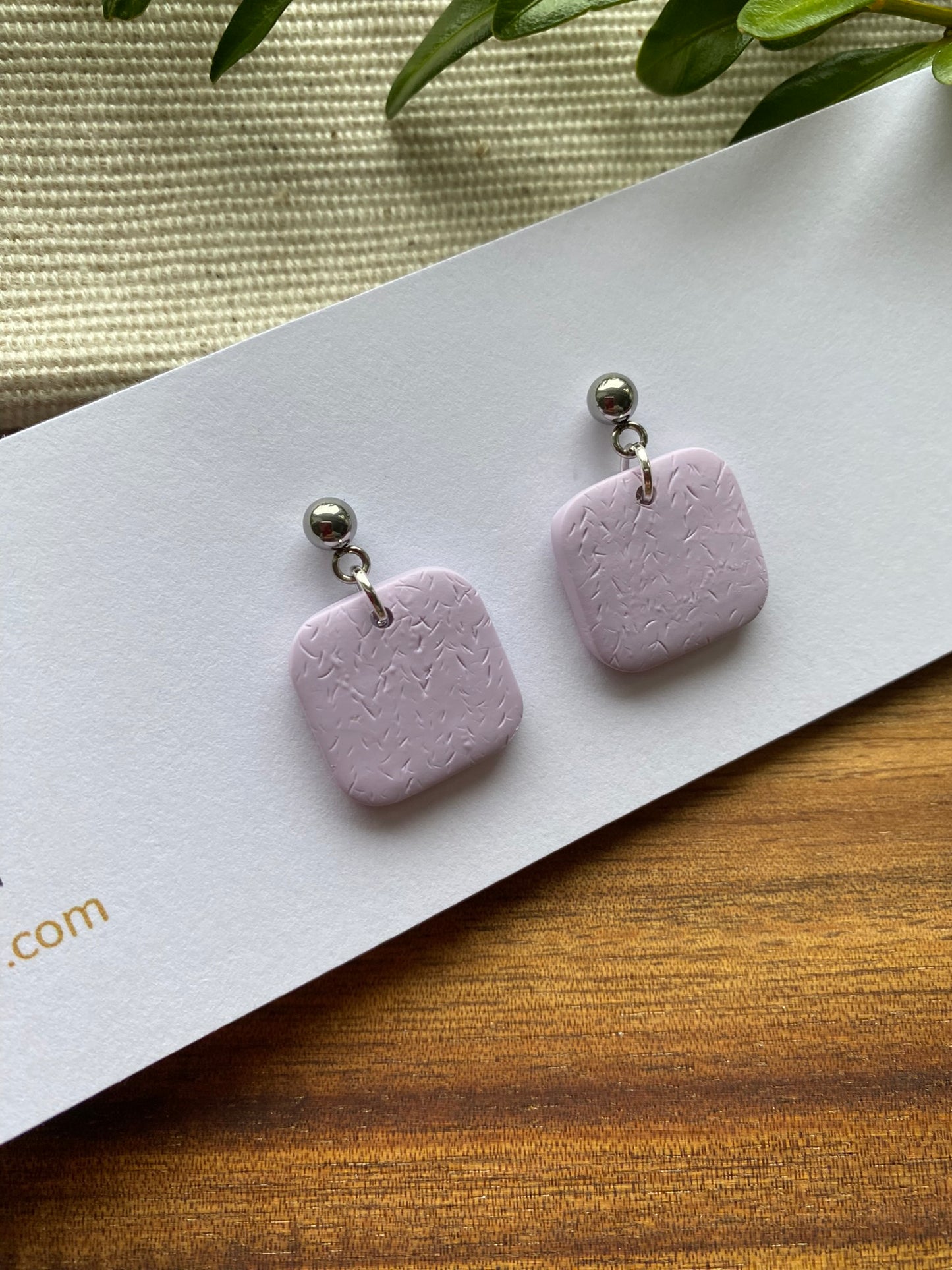 Dinky dangles - textured lilac squares